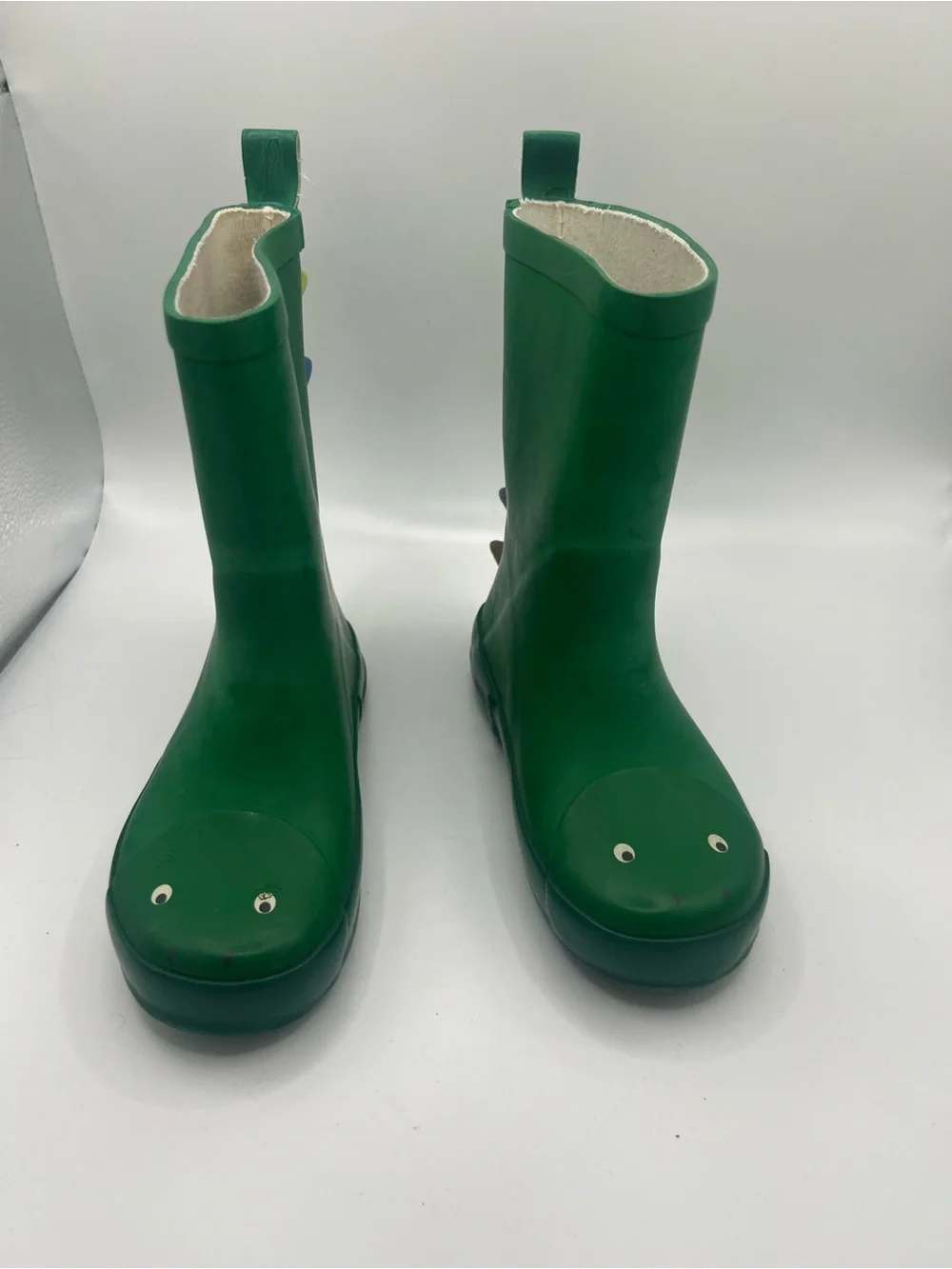 Mini Boden Green Dinosaur Rain Boots/galoshes/wellies with Multicolor Spikes